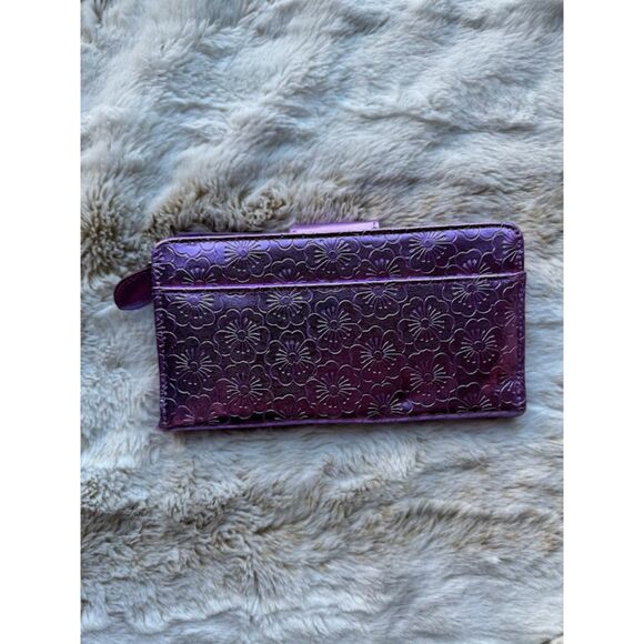 Bundle of 2 Girl's Wallets Cute Teen Youth Purple Gold Flowers Hearts 3D Stylish - Picture 9 of 9